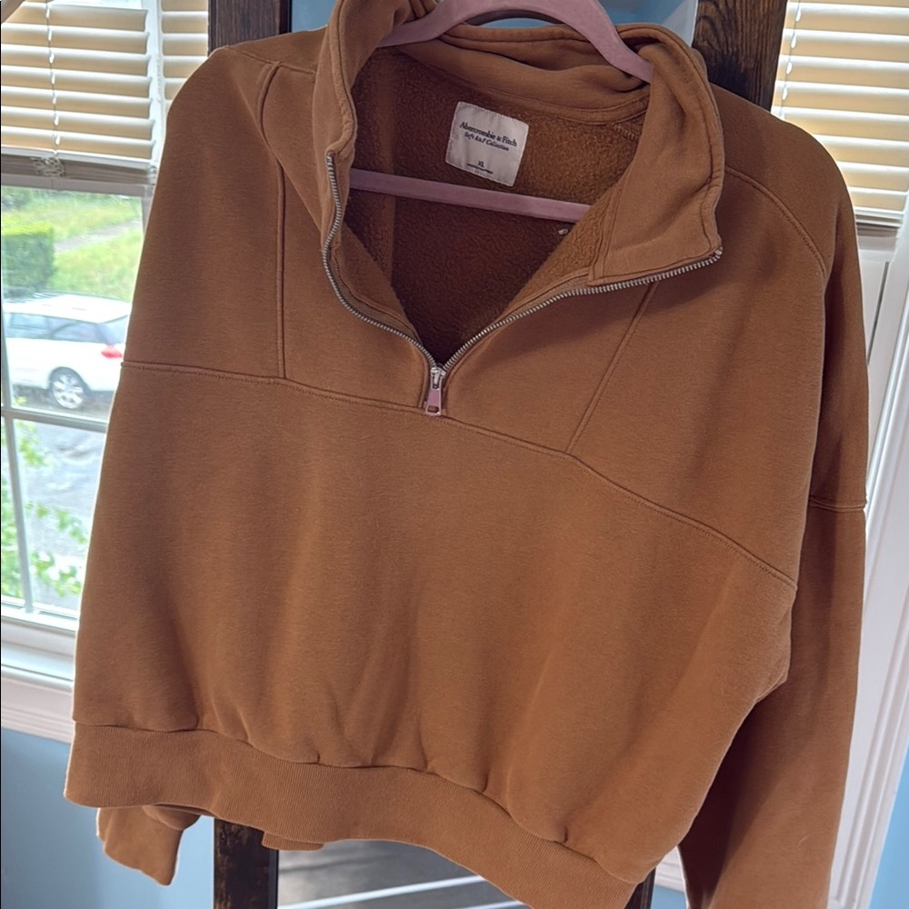 Abercrombie & Fitch Brown Quarter-Zip Sweatshirt
